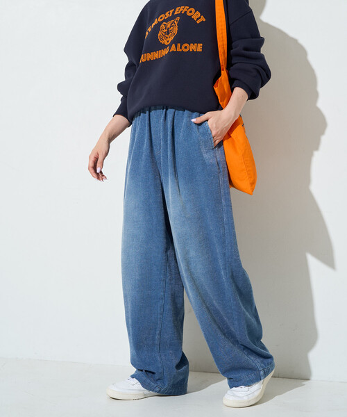 FREAK'S STORE(フリークスストア)の「限定展開 シェニール デニム 微起毛 イージー パンツ(デニムパンツ・レディース・ネイビー/ブルー/グレー/サックスブルー・SMALL/MEDIUM)」の17枚目の写真