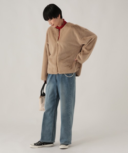 Elura(エルーラ)の「リュクスエコムートンブルゾン/912360(ブルゾン・レディース・キャメル/グレイッシュベージュ/モカ・FREE)」の12枚目の写真