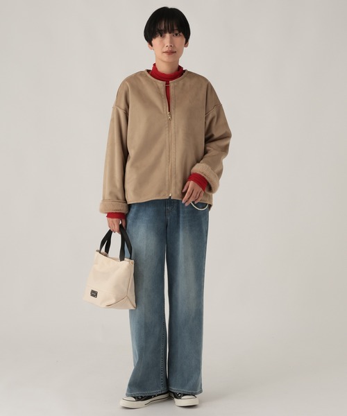 Elura(エルーラ)の「リュクスエコムートンブルゾン/912360(ブルゾン・レディース・キャメル/グレイッシュベージュ/モカ・FREE)」の14枚目の写真