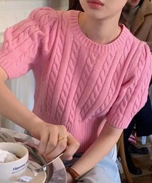 ニットパフスリーブトップス
