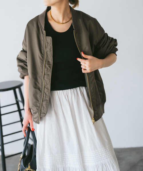 Spick & Span(スピックアンドスパン)の「《追加》ナイロンダブルジップブルゾン(その他アウター・レディース・ブラウン/カーキ・FREE)」の4枚目の写真