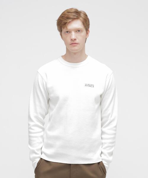 AVIREX(アヴィレックス)の「HONEYCOMB WAFFLE L/S CREW T-SHIRT /ハニカム ワッフル 長袖 Tシャツ / AVIREX / アヴィレックス(Tシャツ/カットソー・メンズ・ホワイト/ブラック/キナリ・S/XL/M/L)」の1枚目の写真
