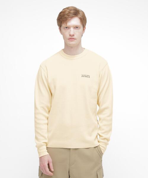 AVIREX(アヴィレックス)の「HONEYCOMB WAFFLE L/S CREW T-SHIRT /ハニカム ワッフル 長袖 Tシャツ / AVIREX / アヴィレックス(Tシャツ/カットソー・メンズ・ホワイト/ブラック/キナリ・S/XL/M/L)」の2枚目の写真