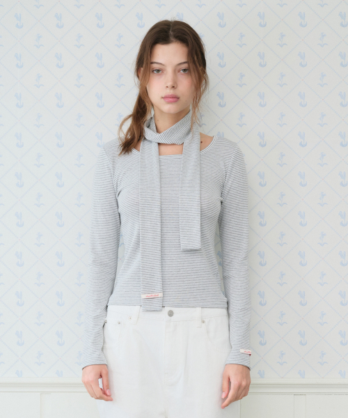 AMESWORLDWIDE（アメスワールドワイド）の「CLASSIC SCARF LS TEE GREY（Tシャツ/カットソー・レディース・その他・MEDIUM/SMALL）」の5枚目の写真