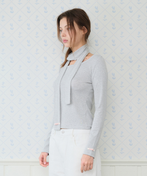 AMESWORLDWIDE（アメスワールドワイド）の「CLASSIC SCARF LS TEE GREY（Tシャツ/カットソー・レディース・その他・MEDIUM/SMALL）」の6枚目の写真