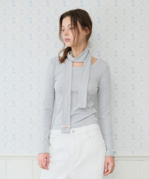 AMESWORLDWIDE（アメスワールドワイド）の「CLASSIC SCARF LS TEE GREY（Tシャツ/カットソー・レディース・その他・MEDIUM/SMALL）」の12枚目の写真