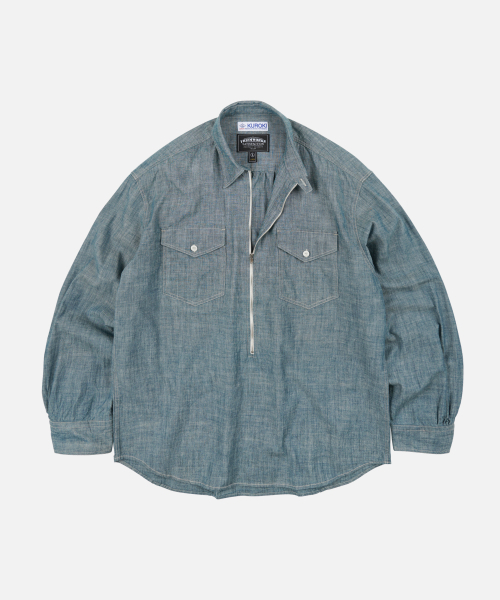 FRIZMWORKS(フリズムワークス)の「KUROKI CHAMBRAY HALF ZIP SHIRT _ WASHED BLUE(シャツ/ブラウス・メンズ・その他・SMALL/MEDIUM/LARGE/X-LARGE)」の2枚目の写真