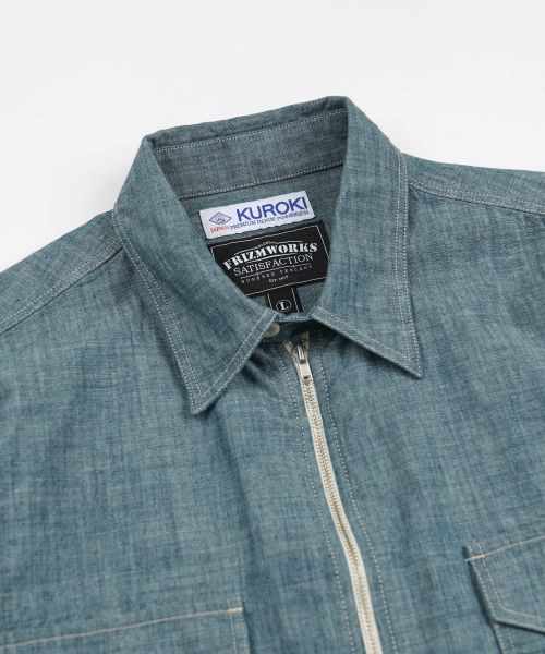 FRIZMWORKS(フリズムワークス)の「KUROKI CHAMBRAY HALF ZIP SHIRT _ WASHED BLUE(シャツ/ブラウス・メンズ・その他・SMALL/MEDIUM/LARGE/X-LARGE)」の4枚目の写真