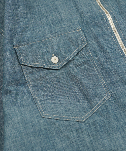 FRIZMWORKS(フリズムワークス)の「KUROKI CHAMBRAY HALF ZIP SHIRT _ WASHED BLUE(シャツ/ブラウス・メンズ・その他・SMALL/MEDIUM/LARGE/X-LARGE)」の6枚目の写真