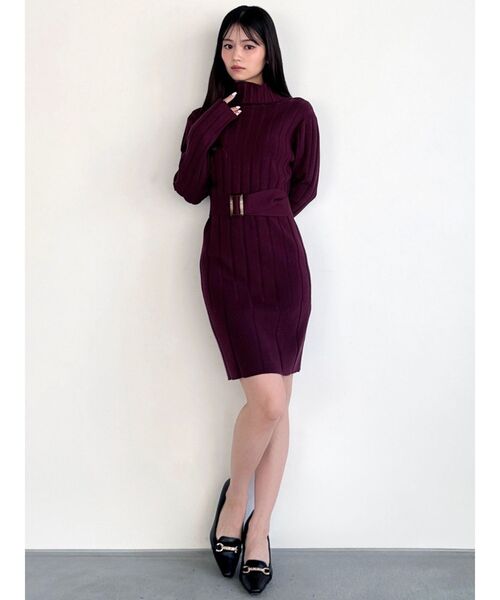 RESEXXY(リゼクシー)の「ワイドリブニットワンピース(ワンピース・レディース・ブラウン/アイボリー/レッド/ブラック・SMALL/MEDIUM)」の10枚目の写真