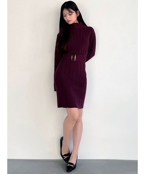 RESEXXY(リゼクシー)の「ワイドリブニットワンピース(ワンピース・レディース・ブラウン/アイボリー/レッド/ブラック・SMALL/MEDIUM)」の11枚目の写真