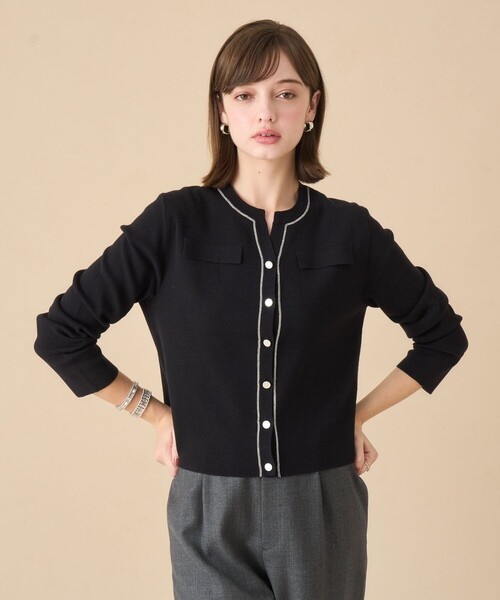 ANAYI(アナイ)の「ボールチェーン カーディガン(カーディガン/ボレロ・レディース・ピンク/ブラック/オフホワイト・36/38)」の1枚目の写真