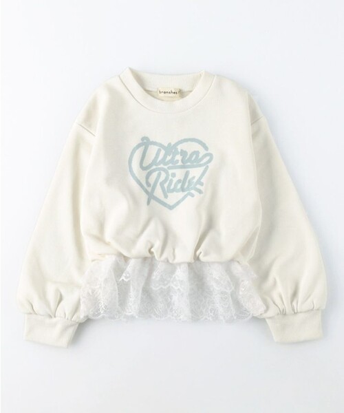 BRANSHES(ブランシェス)の「レースドッキングトレーナー(スウェット・キッズ・ピンク/ネイビー/ブラウン/アイボリー・100/110/130/150/120/140)」の5枚目の写真
