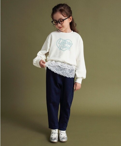 BRANSHES(ブランシェス)の「レースドッキングトレーナー(スウェット・キッズ・ピンク/ネイビー/ブラウン/アイボリー・100/110/130/150/120/140)」の6枚目の写真