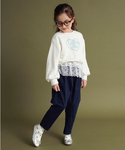 BRANSHES(ブランシェス)の「レースドッキングトレーナー(スウェット・キッズ・ピンク/ネイビー/ブラウン/アイボリー・100/110/130/150/120/140)」の7枚目の写真