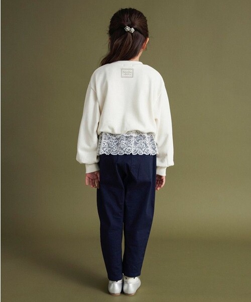 BRANSHES(ブランシェス)の「レースドッキングトレーナー(スウェット・キッズ・ピンク/ネイビー/ブラウン/アイボリー・100/110/130/150/120/140)」の9枚目の写真