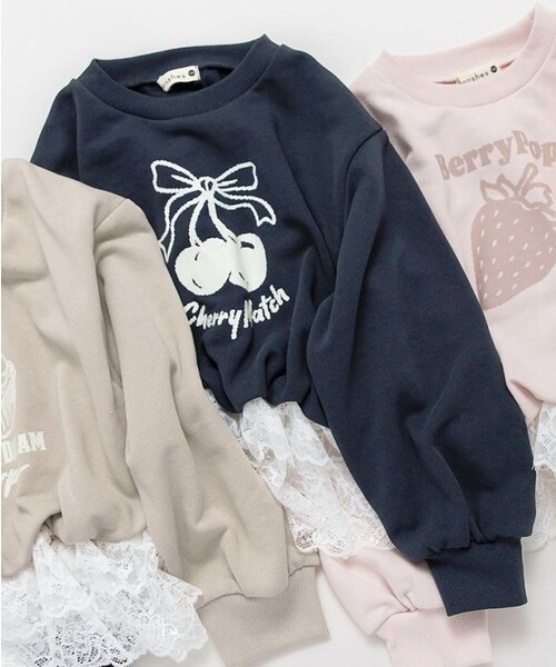 BRANSHES(ブランシェス)の「レースドッキングトレーナー(スウェット・キッズ・ピンク/ネイビー/ブラウン/アイボリー・100/110/130/150/120/140)」の20枚目の写真
