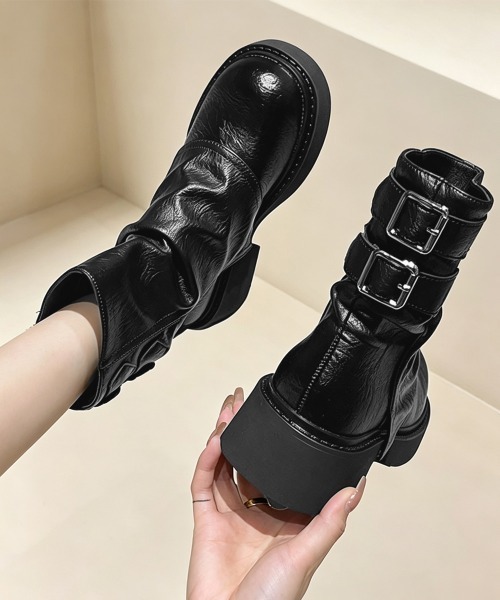 Miniministore(ミニミニストア)の「厚底ショートブーツエンジニアブーツレトロ(ブーツ・レディース・ブラック/ブラウン・24.5cm/24.0cm/23.5cm/23.0cm/22.5cm)」の10枚目の写真