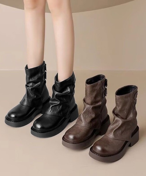 Miniministore(ミニミニストア)の「厚底ショートブーツエンジニアブーツレトロ(ブーツ・レディース・ブラック/ブラウン・24.5cm/24.0cm/23.5cm/23.0cm/22.5cm)」の16枚目の写真