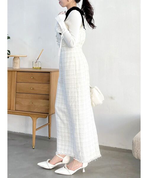 dazzlin（ダズリン）の「ショルダーリボンツイードワンピース（ワンピース・レディース・アイボリー/その他1・SMALL/MEDIUM）」の8枚目の写真