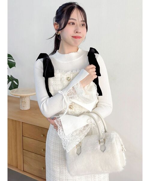 dazzlin（ダズリン）の「ショルダーリボンツイードワンピース（ワンピース・レディース・アイボリー/その他1・SMALL/MEDIUM）」の9枚目の写真