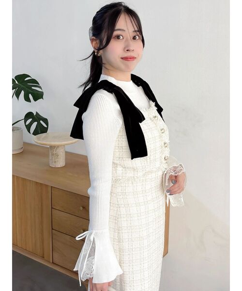 dazzlin（ダズリン）の「ショルダーリボンツイードワンピース（ワンピース・レディース・アイボリー/その他1・SMALL/MEDIUM）」の11枚目の写真