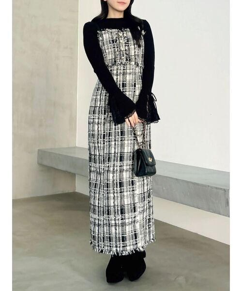 dazzlin（ダズリン）の「ショルダーリボンツイードワンピース（ワンピース・レディース・アイボリー/その他1・SMALL/MEDIUM）」の13枚目の写真