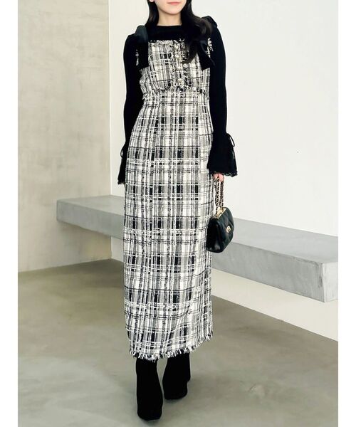 dazzlin（ダズリン）の「ショルダーリボンツイードワンピース（ワンピース・レディース・アイボリー/その他1・SMALL/MEDIUM）」の15枚目の写真