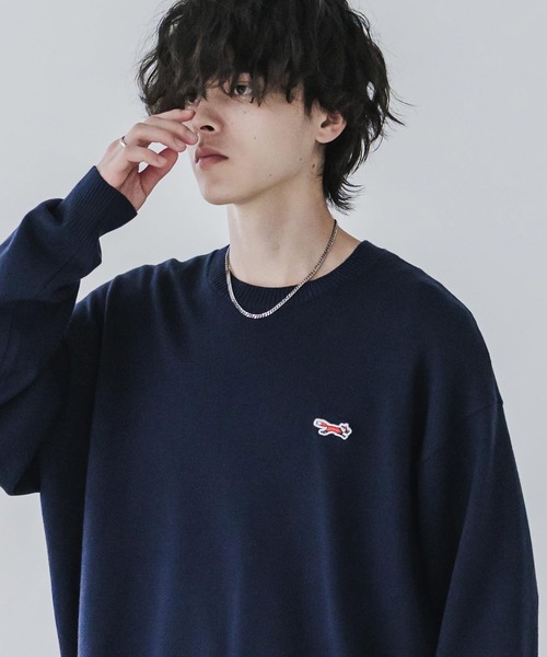 PENNEYS(ぺニーズ)の「PENNEYS ペニーズ 別注コラボ ワンポイントワッペンロゴ刺繍クルーネックハイゲージ長袖ニット(ニット/セーター・メンズ・ネイビー/ブラック/グレイッシュベージュ/チャコール/オフホワイト・L/XL/M)」の20枚目の写真