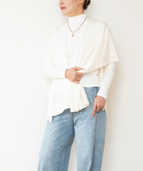 JOCOSA(ジョコサ)の「メリノウール100% ボレロ風カーディガン(カーディガン/ボレロ・レディース・グレイッシュベージュ/ホワイト/チャコール/ブラック・FREE)」の11枚目の写真