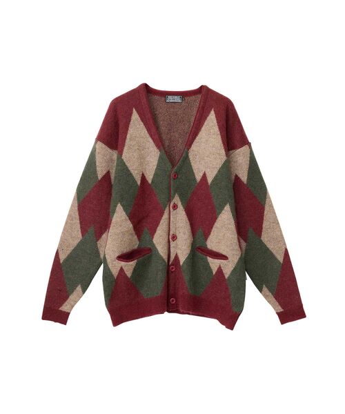 HYSTERIC GLAMOUR(ヒステリックグラマー)の「ARGYLEジャカード カーディガン(カーディガン/ボレロ・メンズ・レッド/ブラック/グリーン・X-LARGE/LARGE/MEDIUM/SMALL)」の1枚目の写真