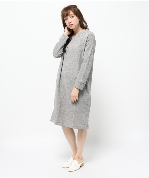 mystic(ミスティック)の「【mystic】TRスパン畦ワンピース(ワンピース・レディース・オフホワイト/ネイビー/グレー/ピンク・フリ-)」の2枚目の写真