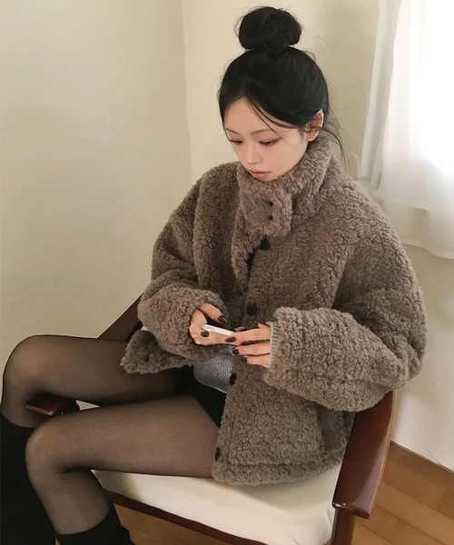 HALEY PESCA(ヘーリーペスカ)の「HALEY PESCA/ボア スタンドカラー ショートジャケット(ブルゾン・レディース・ブラウン/アイボリー/ホワイト・FREE)」の22枚目の写真