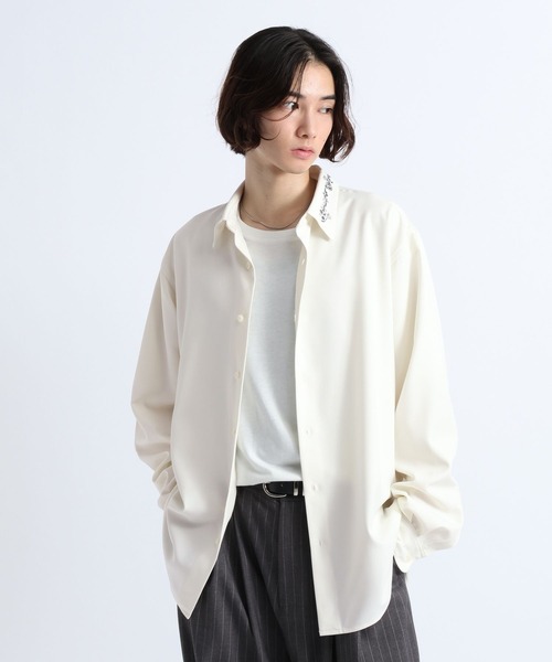 RAGEBLUE（レイジブルー）の「FLOWER EMBROIDERED COLLAR SHIRTS/襟フラワー刺繍シャツ（シャツ/ブラウス・メンズ・ホワイト/ブラック/グレー・MEDIUM/LARGE）」の22枚目の写真