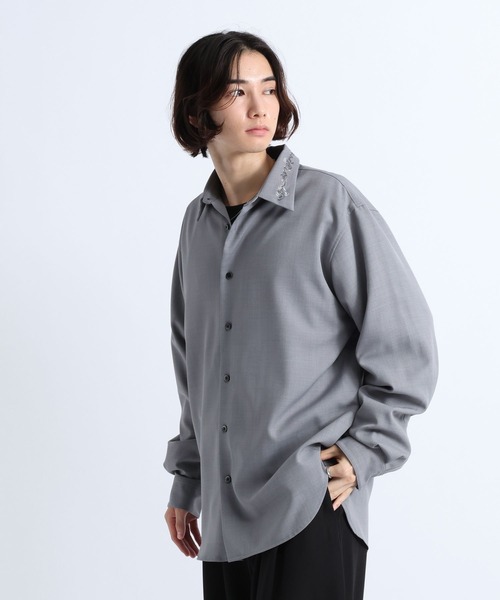 RAGEBLUE（レイジブルー）の「FLOWER EMBROIDERED COLLAR SHIRTS/襟フラワー刺繍シャツ（シャツ/ブラウス・メンズ・ホワイト/ブラック/グレー・MEDIUM/LARGE）」の16枚目の写真