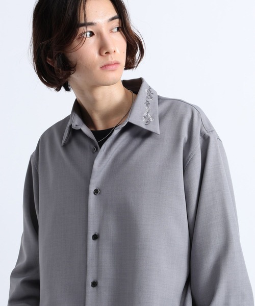 RAGEBLUE（レイジブルー）の「FLOWER EMBROIDERED COLLAR SHIRTS/襟フラワー刺繍シャツ（シャツ/ブラウス・メンズ・ホワイト/ブラック/グレー・MEDIUM/LARGE）」の17枚目の写真