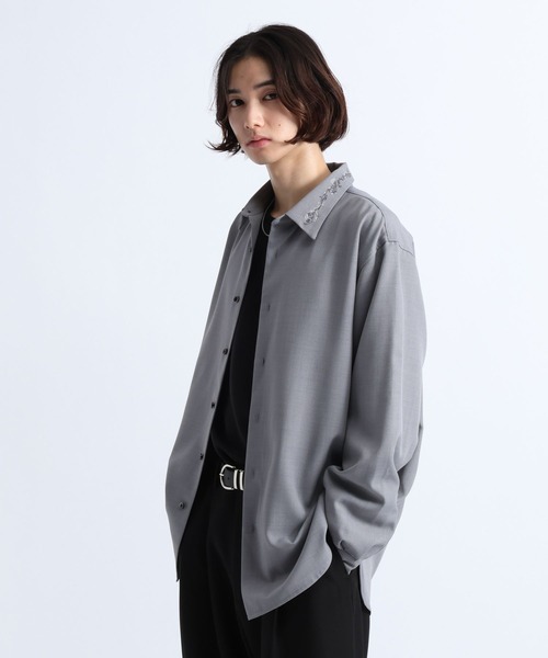RAGEBLUE（レイジブルー）の「FLOWER EMBROIDERED COLLAR SHIRTS/襟フラワー刺繍シャツ（シャツ/ブラウス・メンズ・ホワイト/ブラック/グレー・MEDIUM/LARGE）」の20枚目の写真