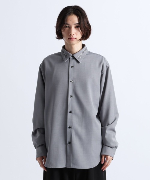 RAGEBLUE（レイジブルー）の「FLOWER EMBROIDERED COLLAR SHIRTS/襟フラワー刺繍シャツ（シャツ/ブラウス・メンズ・ホワイト/ブラック/グレー・MEDIUM/LARGE）」の21枚目の写真