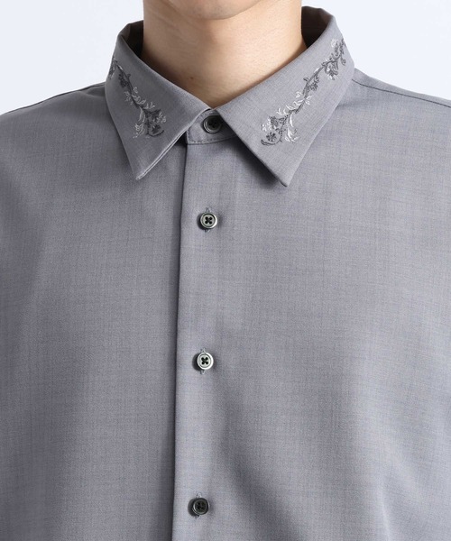RAGEBLUE（レイジブルー）の「FLOWER EMBROIDERED COLLAR SHIRTS/襟フラワー刺繍シャツ（シャツ/ブラウス・メンズ・ホワイト/ブラック/グレー・MEDIUM/LARGE）」の13枚目の写真