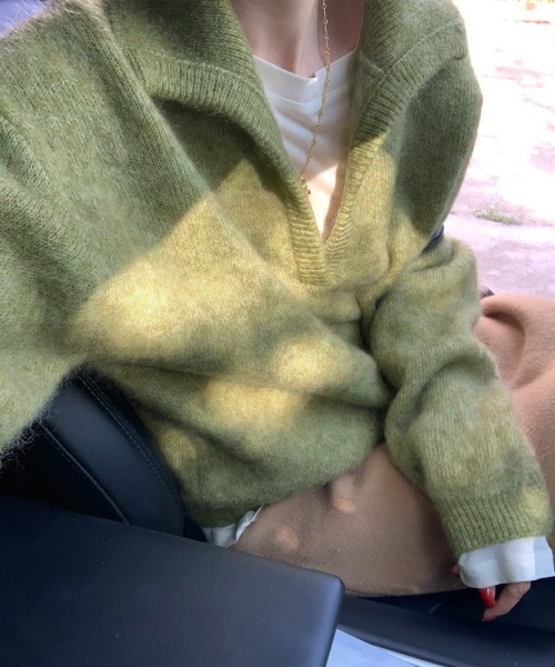 Miniministore(ミニミニストア)の「セーラーカラーニットスキッパートップス冬(ニット/セーター・レディース・オレンジ/ブラウン/アイボリー/ライトグレー/ライトグリーン/パープル・FREE)」の8枚目の写真