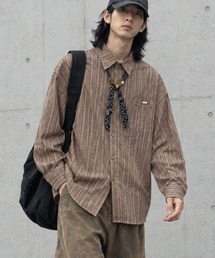 HOOK（フック）の「HOOK スカーフタイ マルチストライプ オーバーサイズ 長袖 シャツブラウス（シャツ/ブラウス）」