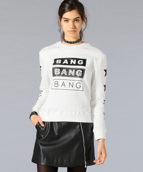 GUILD PRIME（ギルドプライム）の「【GUILD PRIME】WOMENS タイポグラフィーアームスタースウェット（スウェット・レディース・ホワイト/ピンク/ブラック・36/34）」の2枚目の写真