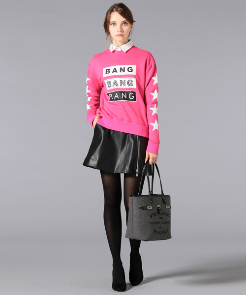 GUILD PRIME（ギルドプライム）の「【GUILD PRIME】WOMENS タイポグラフィーアームスタースウェット（スウェット・レディース・ホワイト/ピンク/ブラック・36/34）」の8枚目の写真