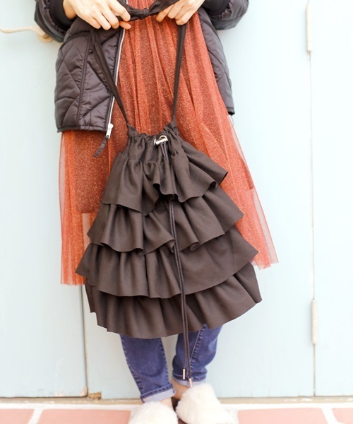 Khaju（カージュ）の「casselini: フリルトート（トートバッグ・レディース・ブラック/ピンク/ブラウン・ONE SIZE）」の7枚目の写真