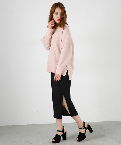 MOUSSY（マウジー）の「VELOUR PLEATS SKIRT J（スカート・レディース・ピンク/ブラック/ダークグリーン・FREE）」の2枚目の写真