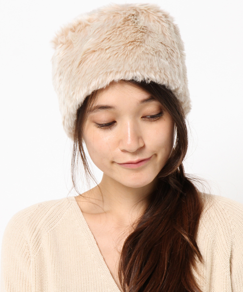 Heather（ヘザー）の「HE*ロシアンボウ　732055（ニットキャップ/ビーニー・レディース・ホワイト系その他/ブラウン系その他・ONE SIZE）」の2枚目の写真