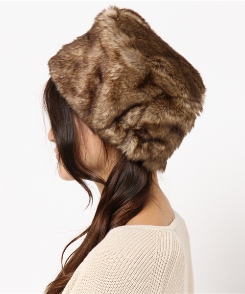 Heather（ヘザー）の「HE*ロシアンボウ　732055（ニットキャップ/ビーニー・レディース・ホワイト系その他/ブラウン系その他・ONE SIZE）」の3枚目の写真