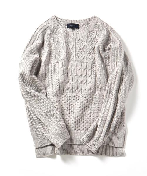 SHIPS JET BLUE(シップスジェットブルー)の「SHIPS JET BLUE: クレイジーパターン ケーブルニット16FW■(ニット/セーター・メンズ・オフホワイト/グレー/ブラック/ブラウン・LARGE/MEDIUM/SMALL)」の4枚目の写真