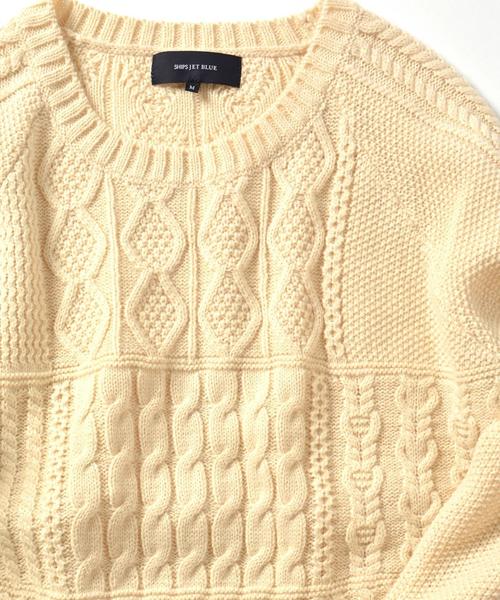 SHIPS JET BLUE(シップスジェットブルー)の「SHIPS JET BLUE: クレイジーパターン ケーブルニット16FW■(ニット/セーター・メンズ・オフホワイト/グレー/ブラック/ブラウン・LARGE/MEDIUM/SMALL)」の9枚目の写真