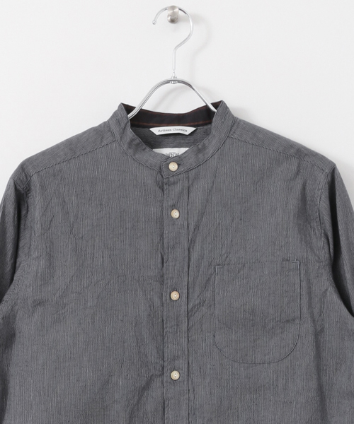 WORK NOT WORK URBAN RESEARCH（ワークノットワークアーバンリサーチ）の「WORK NOT WORK INDIGO STRIPE GRANDAD SH（シャツ/ブラウス・メンズ・インディゴブルー/ブラック・LARGE/SMALL/MEDIUM）」の11枚目の写真